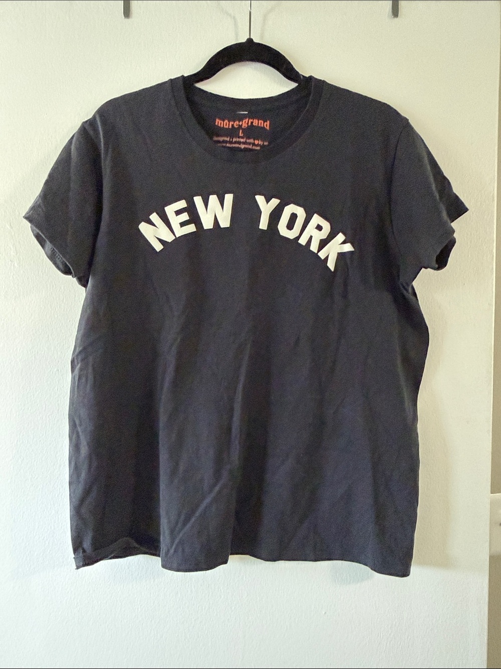 More+Grand Black 'New York' Short Sleeve Graphic Tee